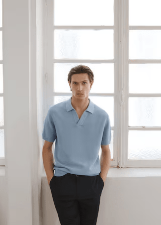 100% Cotton knitted polo structure