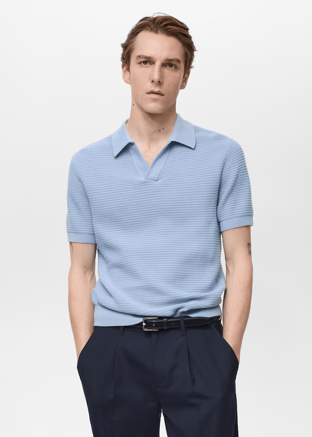 100% Cotton knitted polo structure