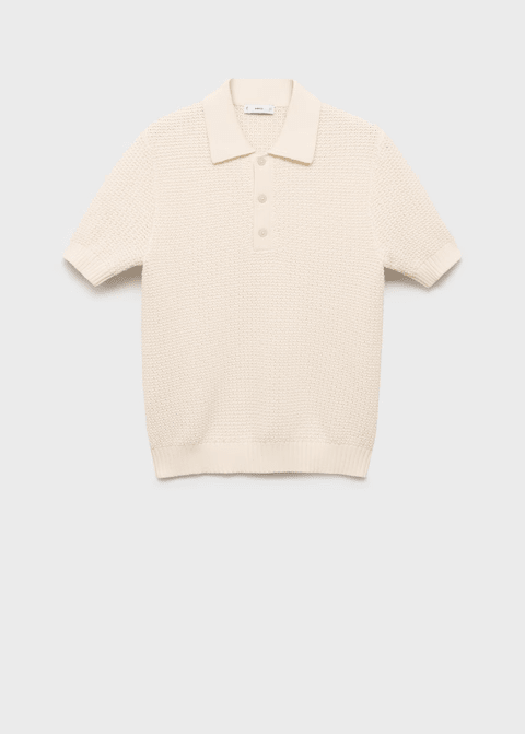Openwork cotton knitte polo shirt
