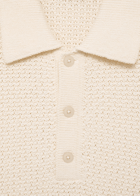 Openwork cotton knitte polo shirt