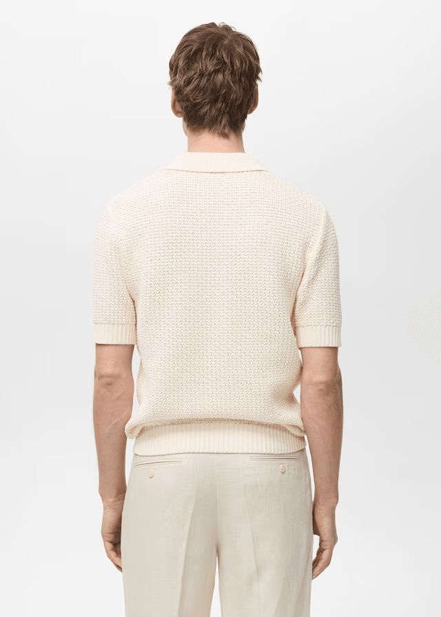 Openwork cotton knitte polo shirt