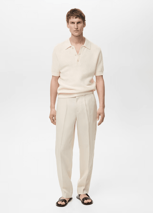 Openwork cotton knitte polo shirt