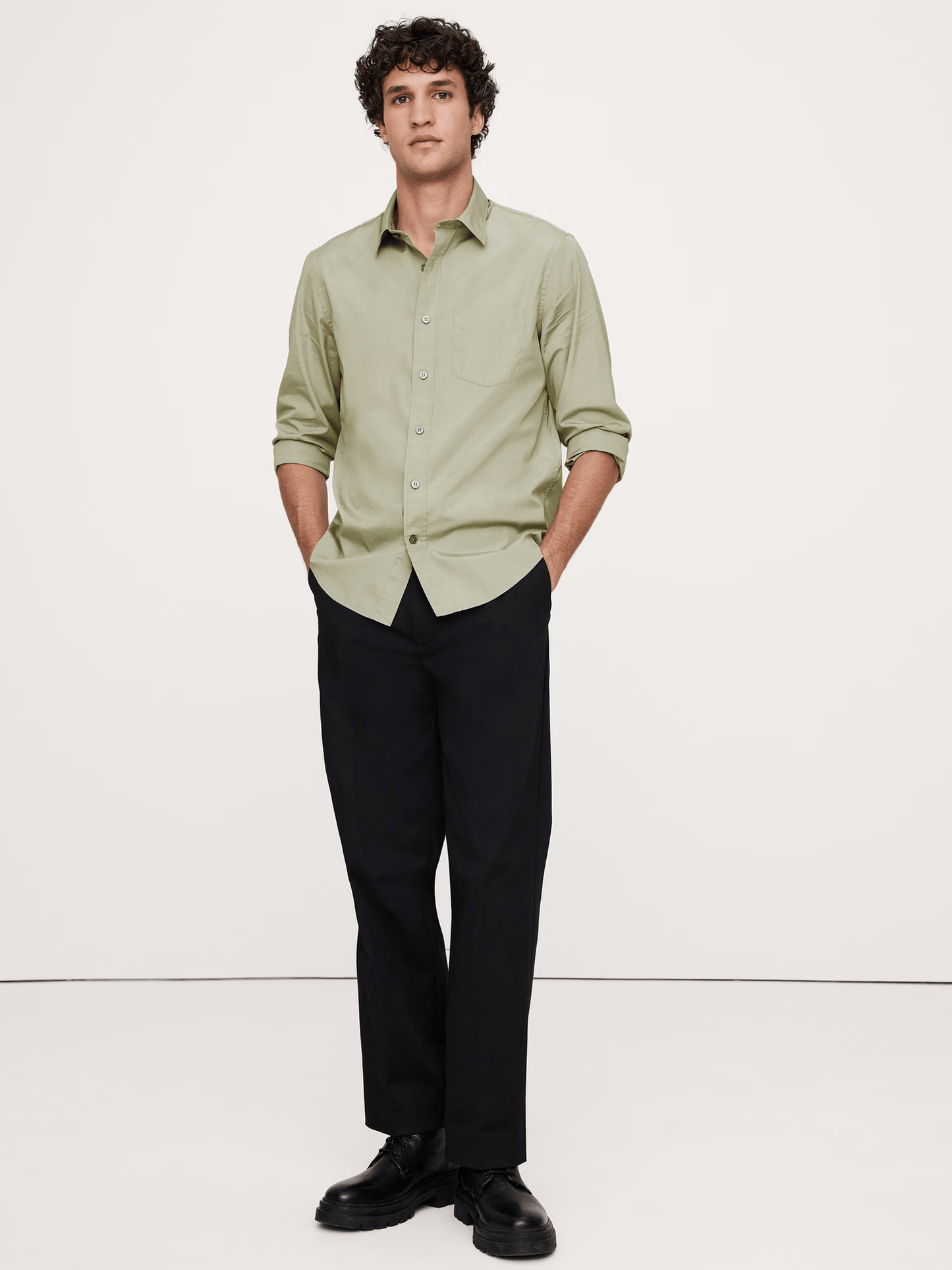 Standard-Fit Washed Cotton Poplin Shirt